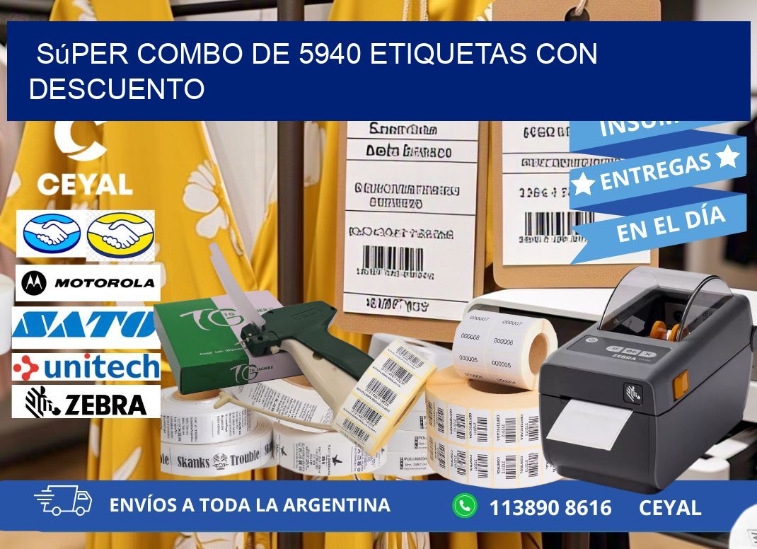 Súper combo de 5940 etiquetas con descuento