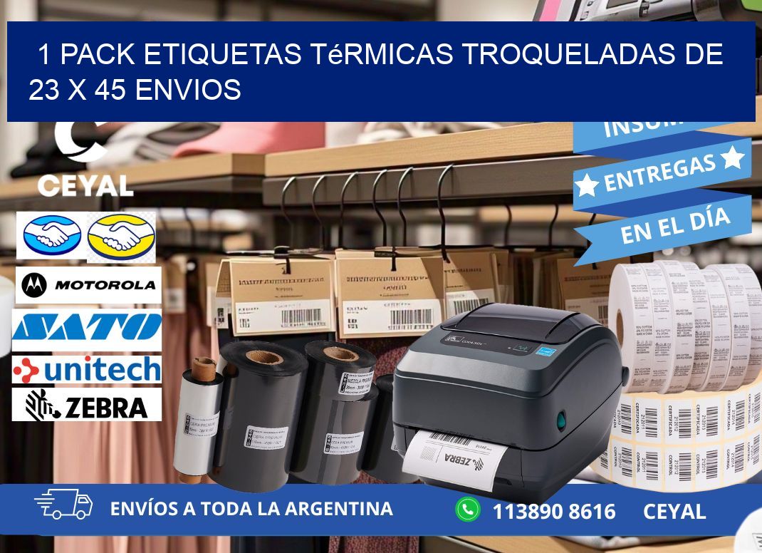 1 Pack etiquetas Térmicas Troqueladas De 23 x 45 ENVIOS