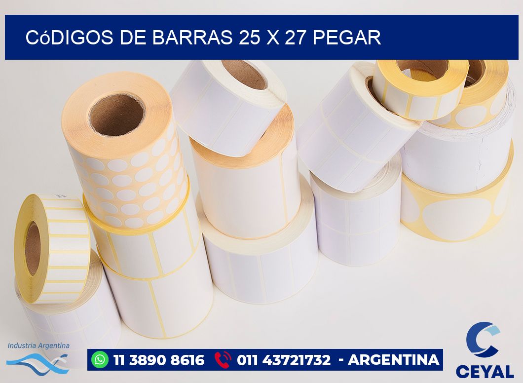 Códigos de Barras 25 x 27 pegar