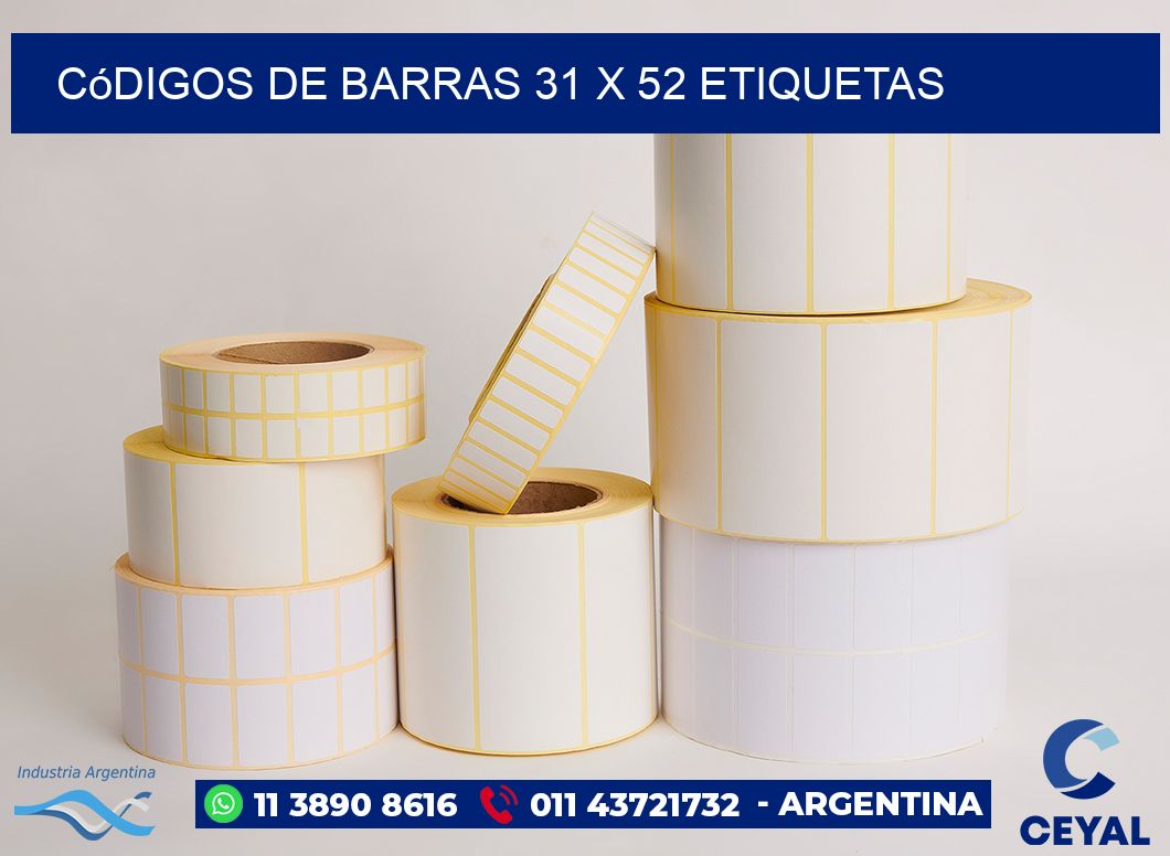 Códigos de Barras 31 x 52 etiquetas