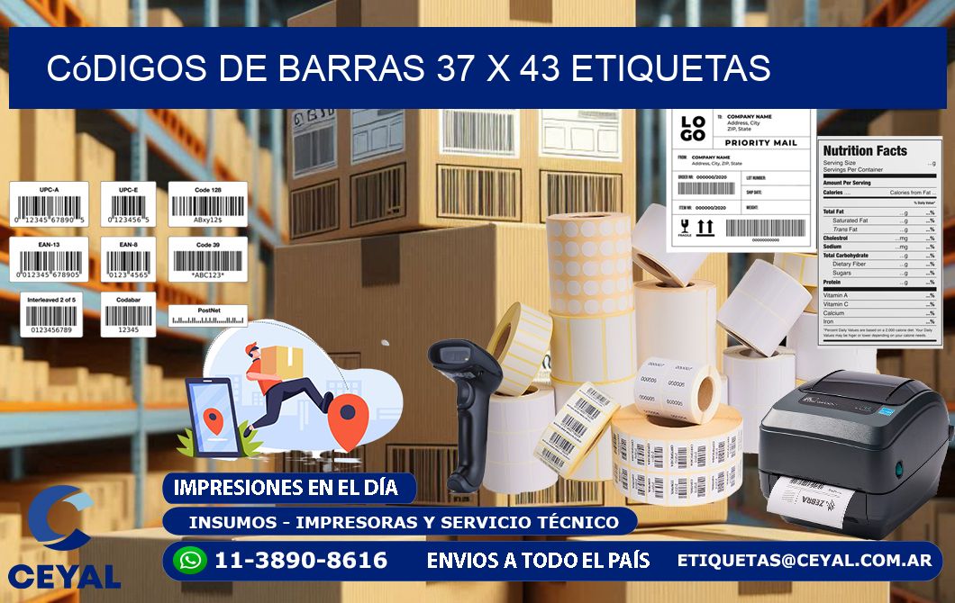 Códigos de Barras 37 x 43 etiquetas