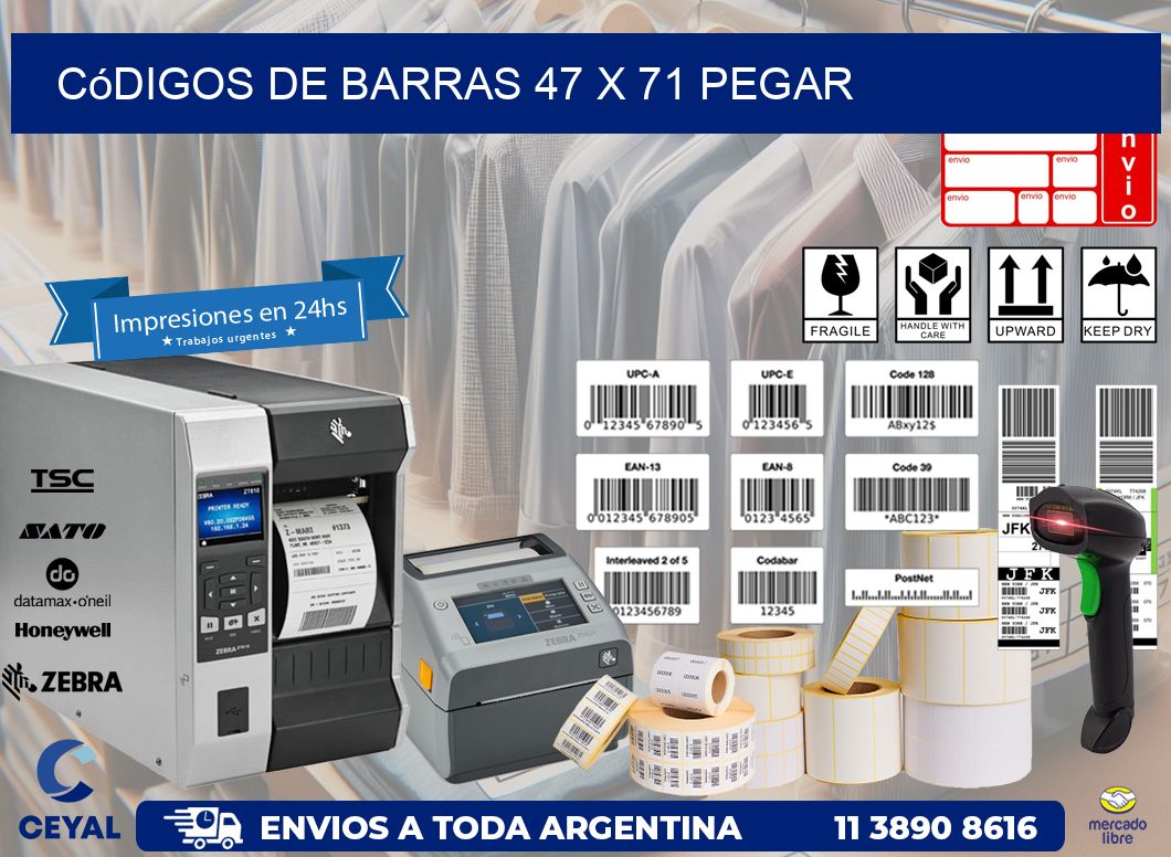 Códigos de Barras 47 x 71 pegar