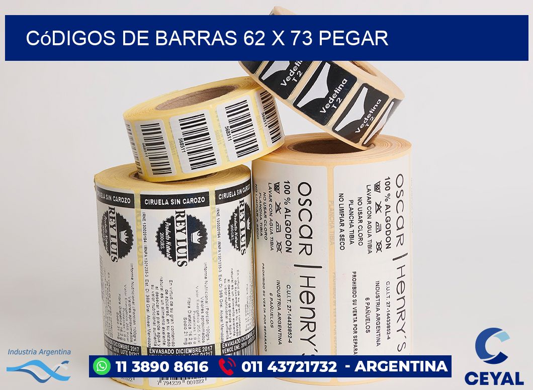 Códigos de Barras 62 x 73 pegar