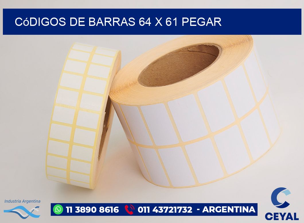 Códigos de Barras 64 x 61 pegar
