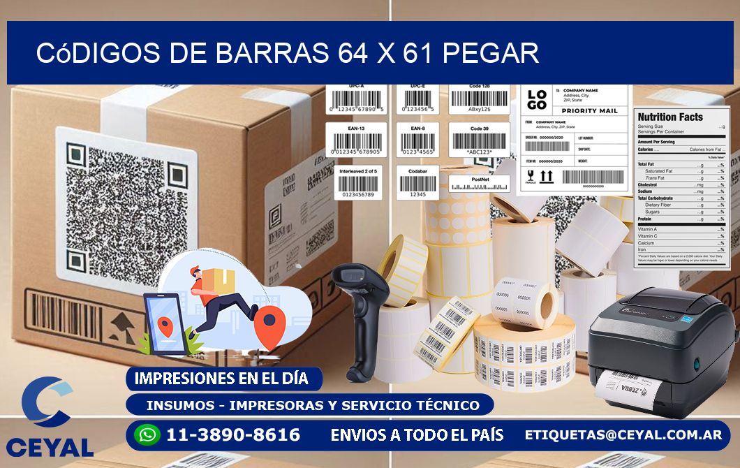 Códigos de Barras 64 x 61 pegar