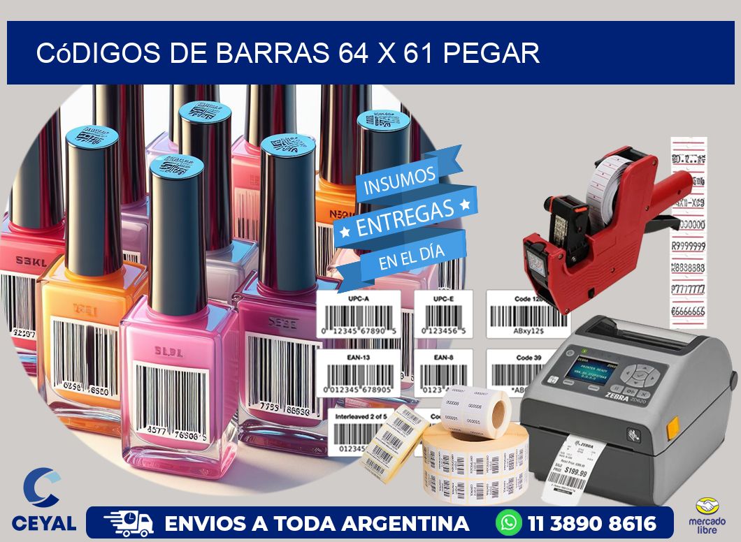 Códigos de Barras 64 x 61 pegar