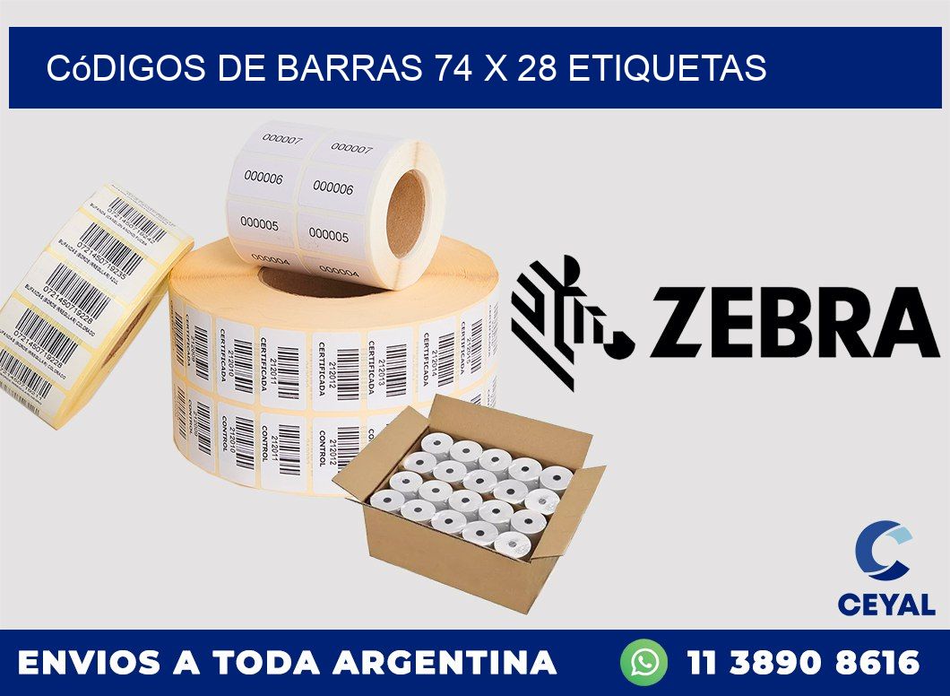 Códigos de Barras 74 x 28 etiquetas