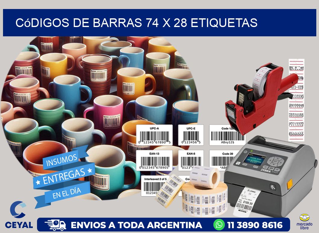 Códigos de Barras 74 x 28 etiquetas
