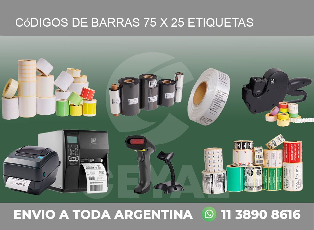 Códigos de Barras 75 x 25 etiquetas