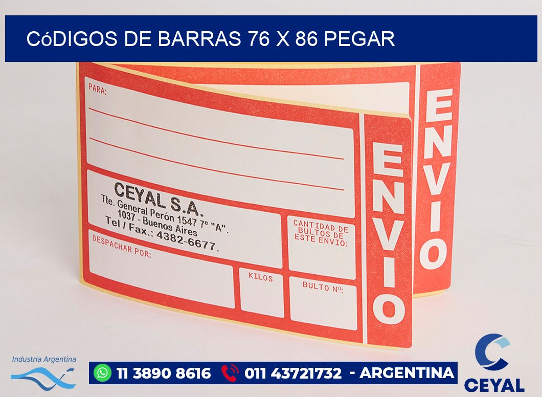 Códigos de Barras 76 x 86 pegar