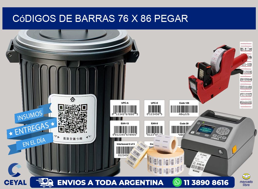 Códigos de Barras 76 x 86 pegar