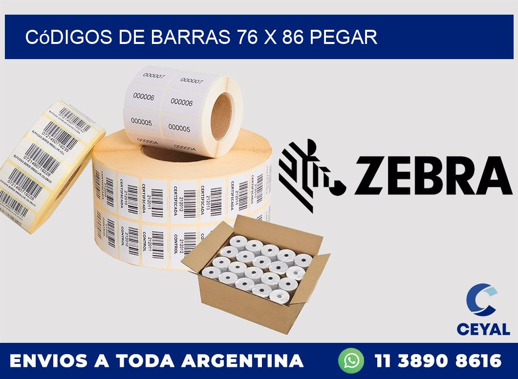 Códigos de Barras 76 x 86 pegar