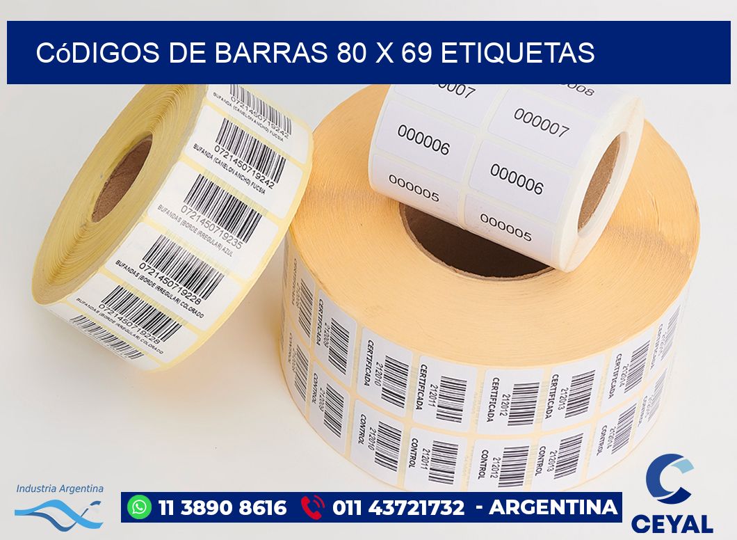 Códigos de Barras 80 x 69 etiquetas