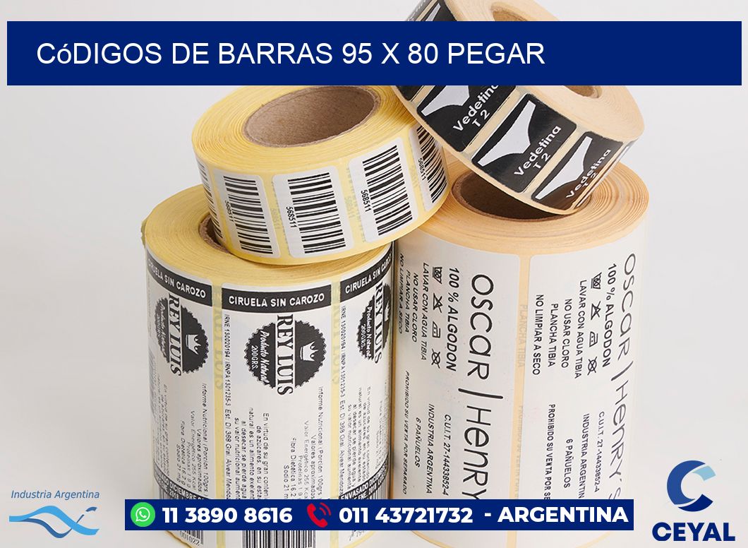Códigos de Barras 95 x 80 pegar