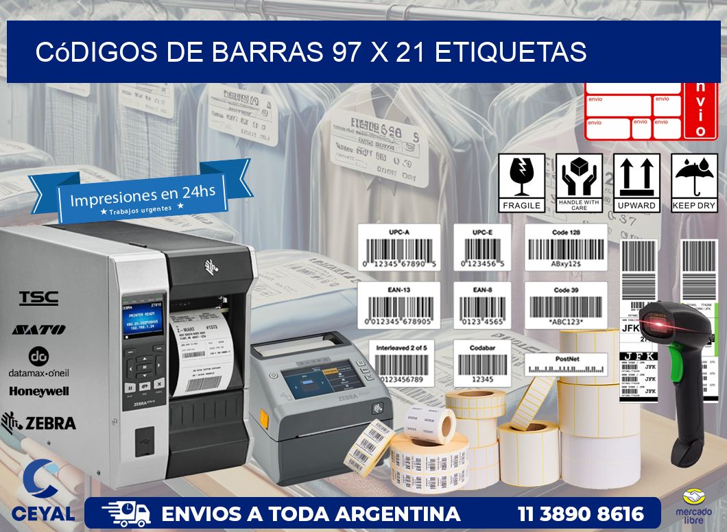 Códigos de Barras 97 x 21 etiquetas