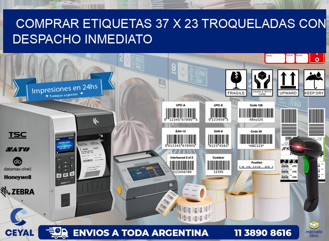 Comprar etiquetas 37 x 23 troqueladas con despacho inmediato