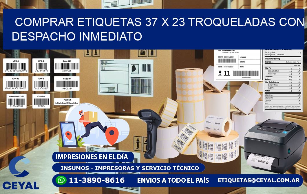 Comprar etiquetas 37 x 23 troqueladas con despacho inmediato