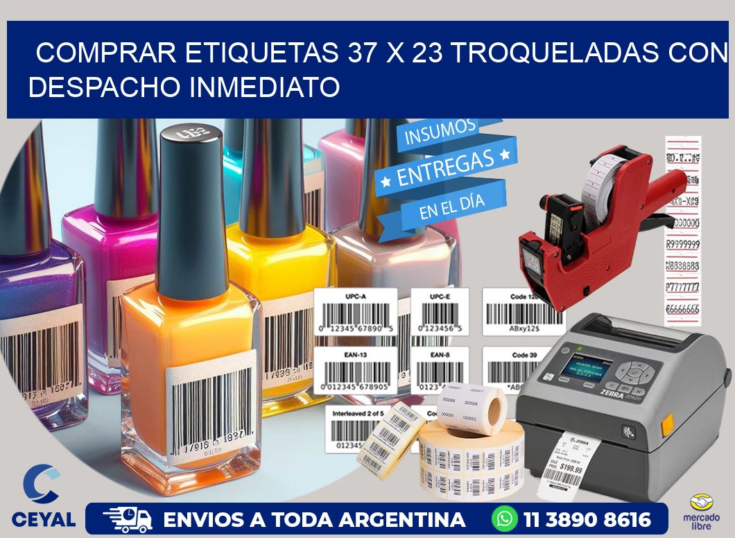 Comprar etiquetas 37 x 23 troqueladas con despacho inmediato