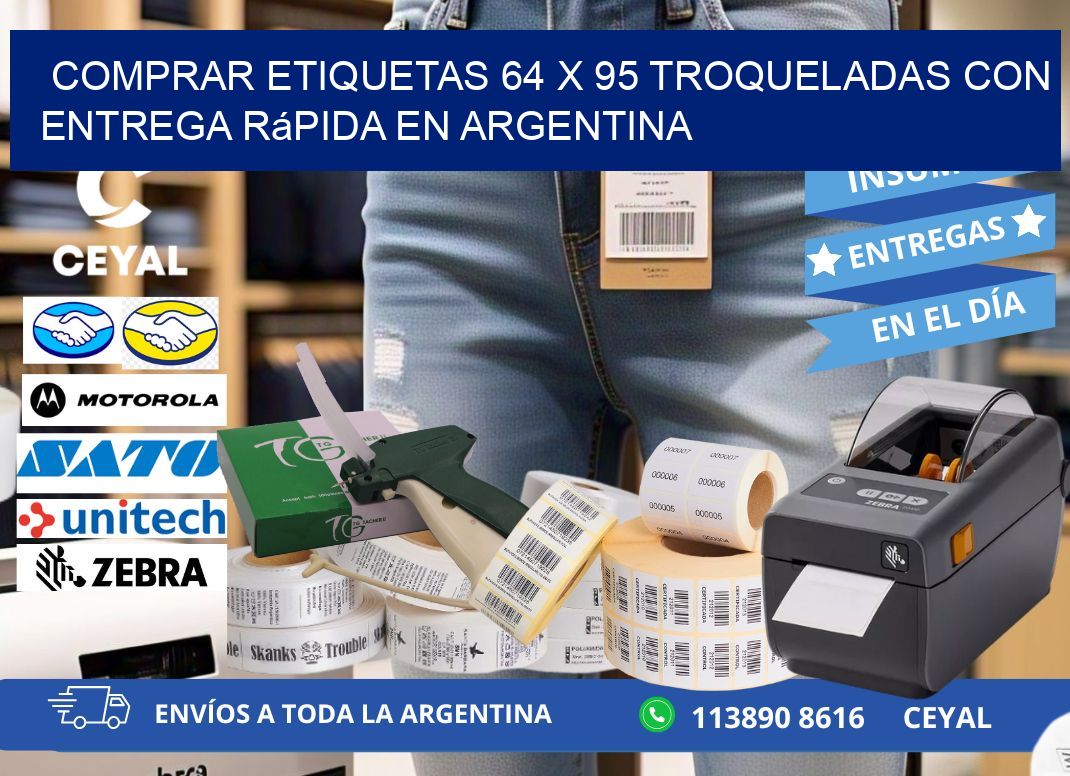 Comprar etiquetas 64 x 95 troqueladas con entrega rápida en Argentina