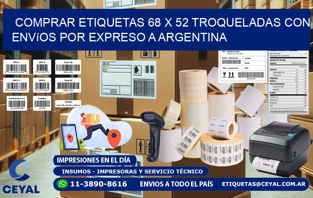 Comprar etiquetas 68 x 52 troqueladas con envíos por expreso a Argentina