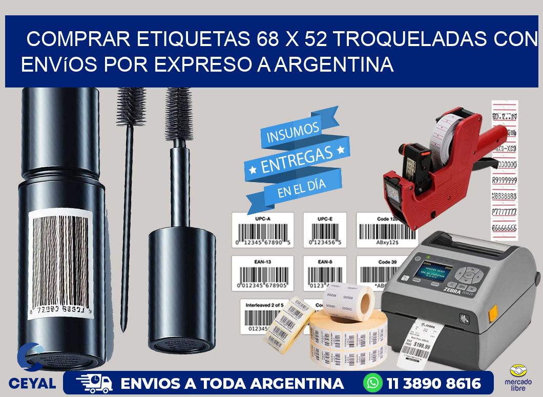 Comprar etiquetas 68 x 52 troqueladas con envíos por expreso a Argentina