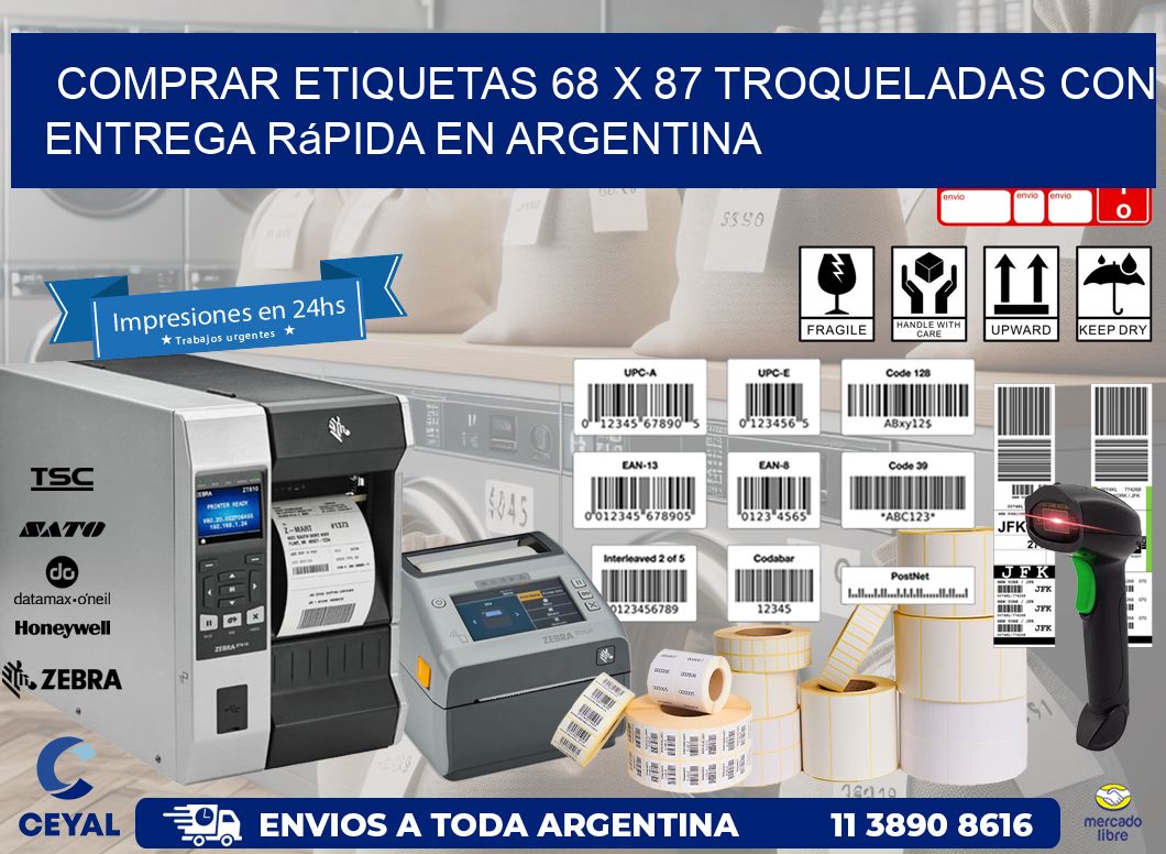Comprar etiquetas 68 x 87 troqueladas con entrega rápida en Argentina