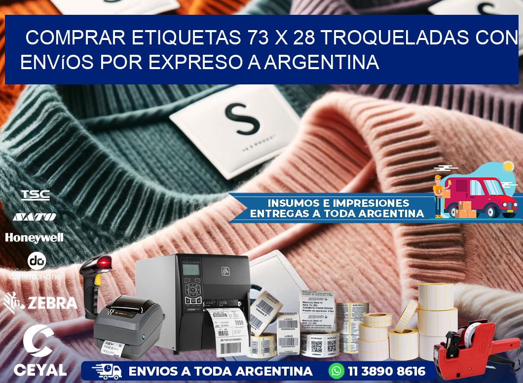 Comprar etiquetas 73 x 28 troqueladas con envíos por expreso a Argentina