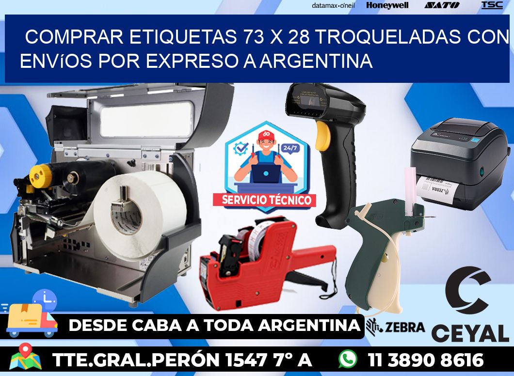Comprar etiquetas 73 x 28 troqueladas con envíos por expreso a Argentina