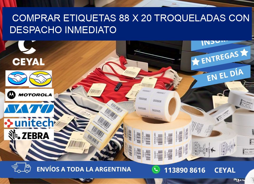 Comprar etiquetas 88 x 20 troqueladas con despacho inmediato