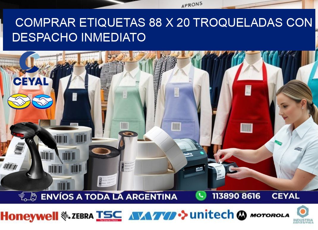 Comprar etiquetas 88 x 20 troqueladas con despacho inmediato