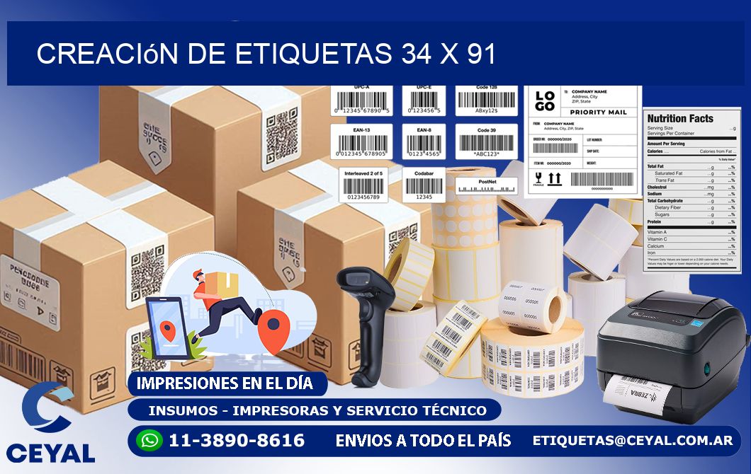Creación de etiquetas 34 x 91