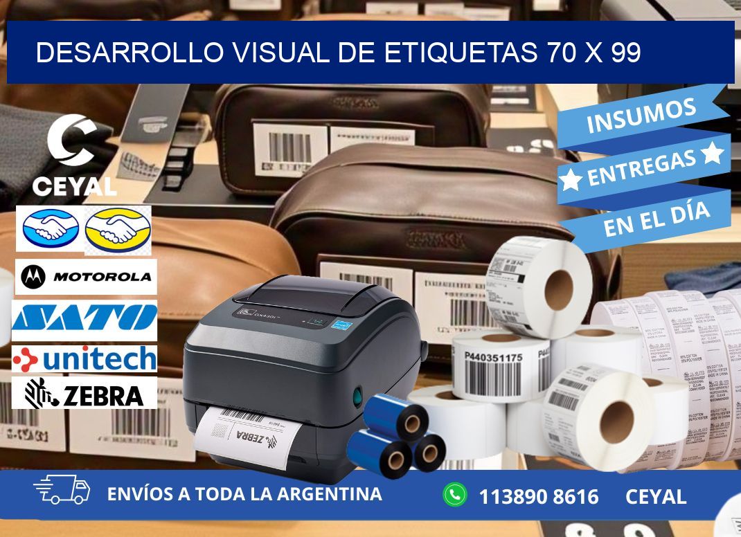 Desarrollo visual de etiquetas 70 x 99