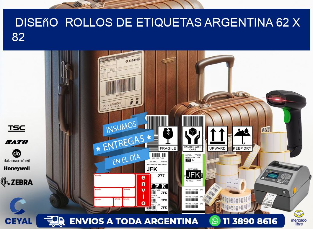 Diseño  ROLLOS DE ETIQUETAS ARGENTINA 62 x 82