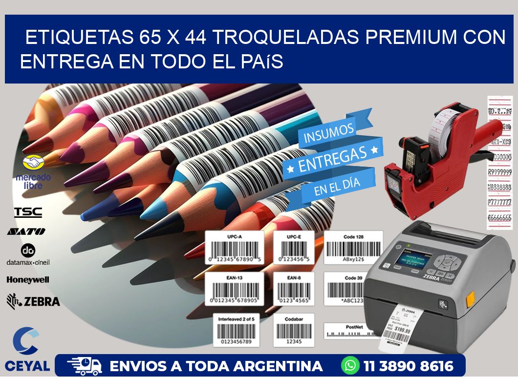 Etiquetas 65 x 44 troqueladas premium con entrega en todo el país
