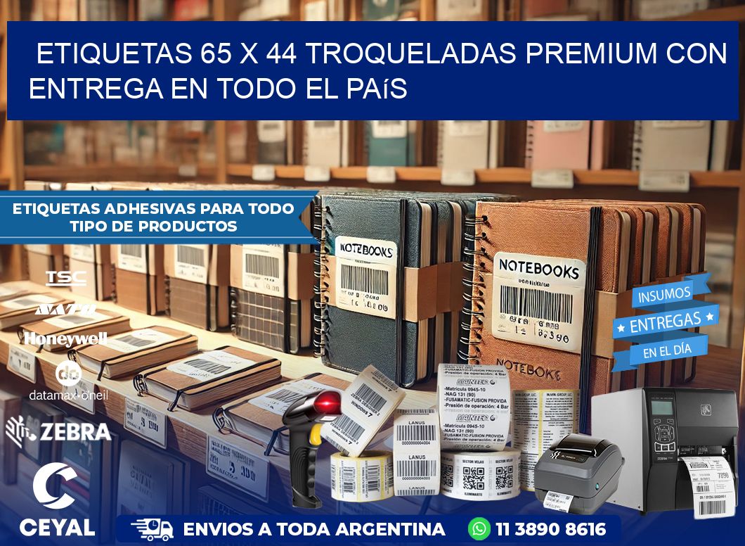 Etiquetas 65 x 44 troqueladas premium con entrega en todo el país