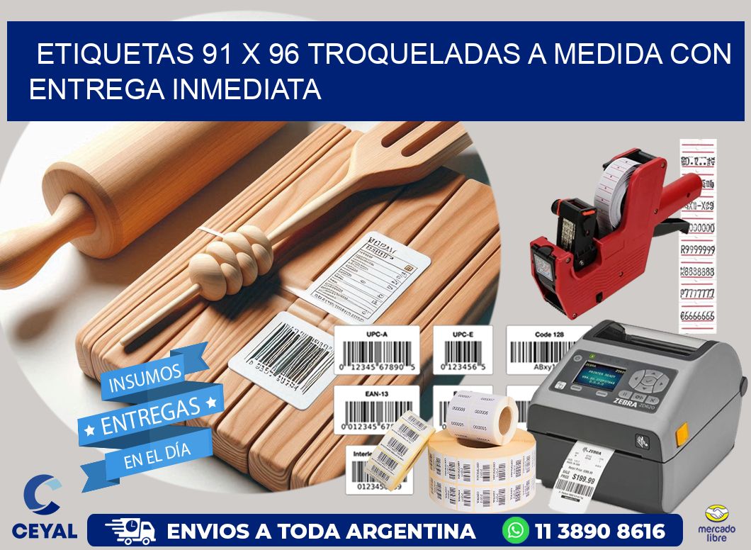 Etiquetas 91 x 96 troqueladas a medida con entrega inmediata