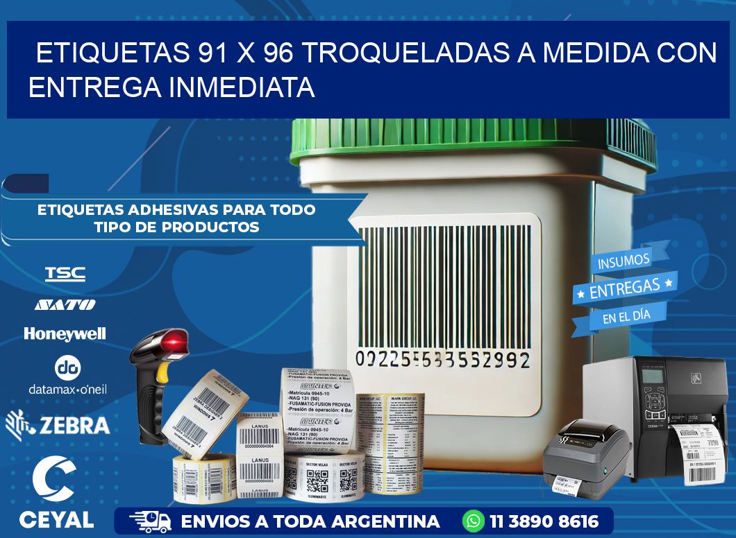 Etiquetas 91 x 96 troqueladas a medida con entrega inmediata