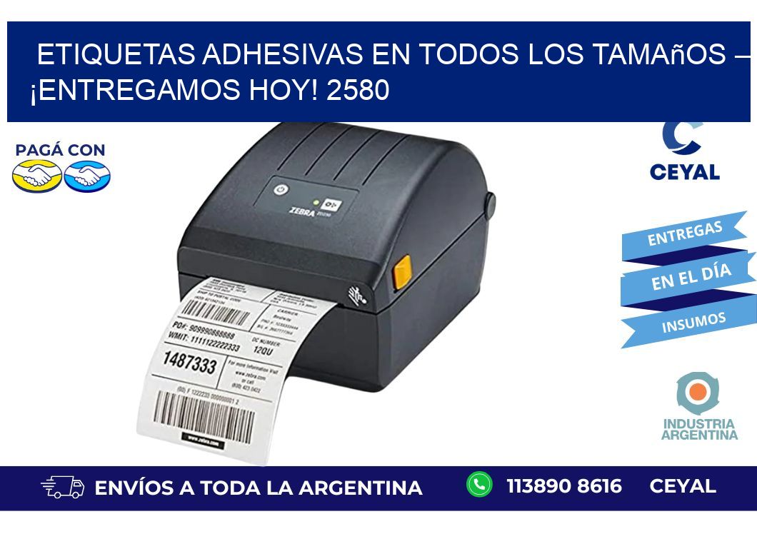 Etiquetas Adhesivas en Todos los Tamaños – ¡Entregamos Hoy! 2580