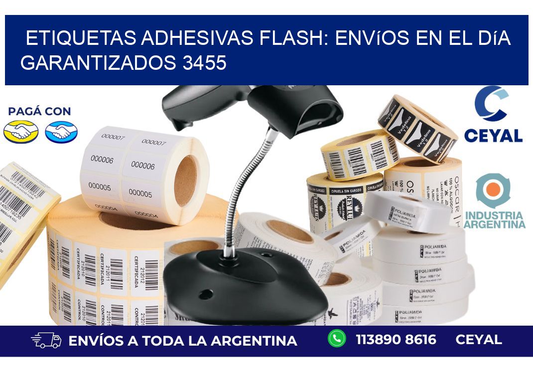 Etiquetas adhesivas Flash: Envíos en el Día Garantizados 3455