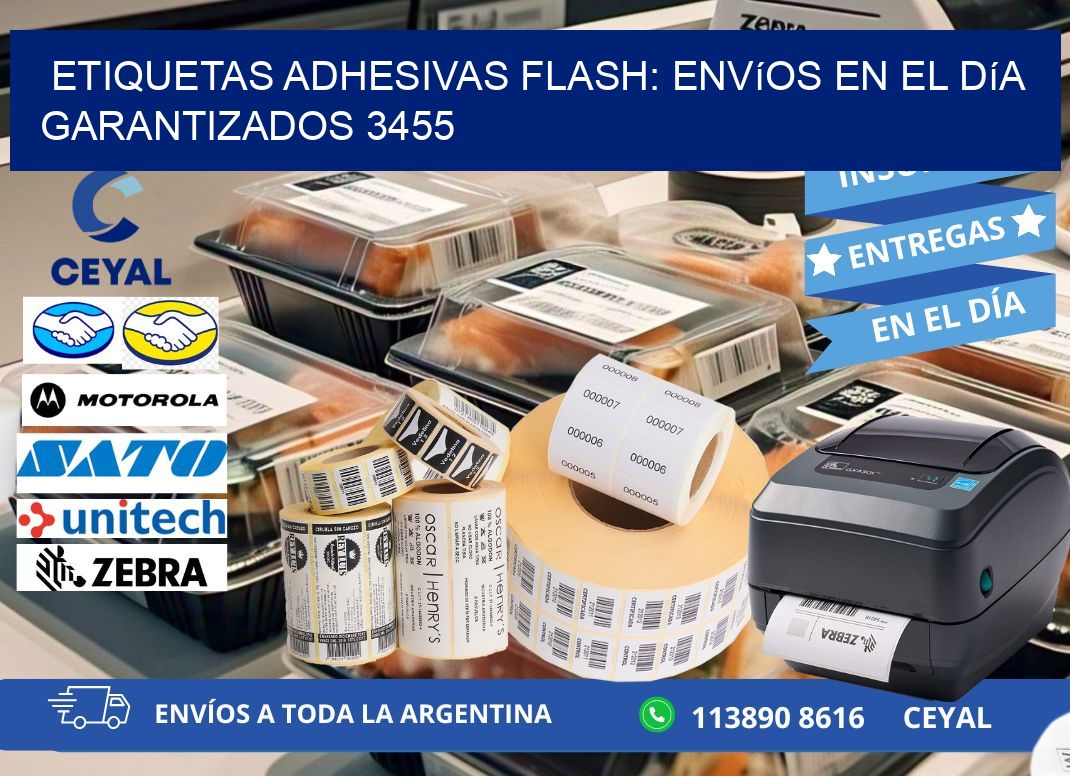 Etiquetas adhesivas Flash: Envíos en el Día Garantizados 3455