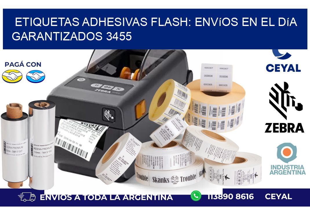 Etiquetas adhesivas Flash: Envíos en el Día Garantizados 3455