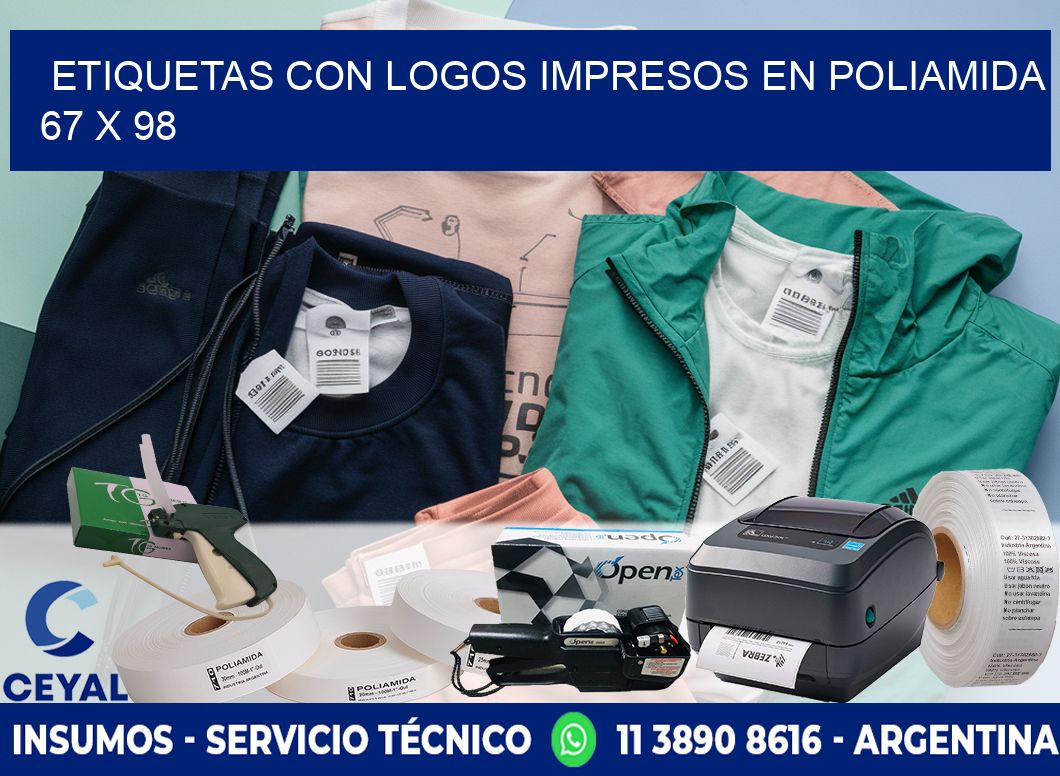 Etiquetas con logos impresos en poliamida  67 x 98