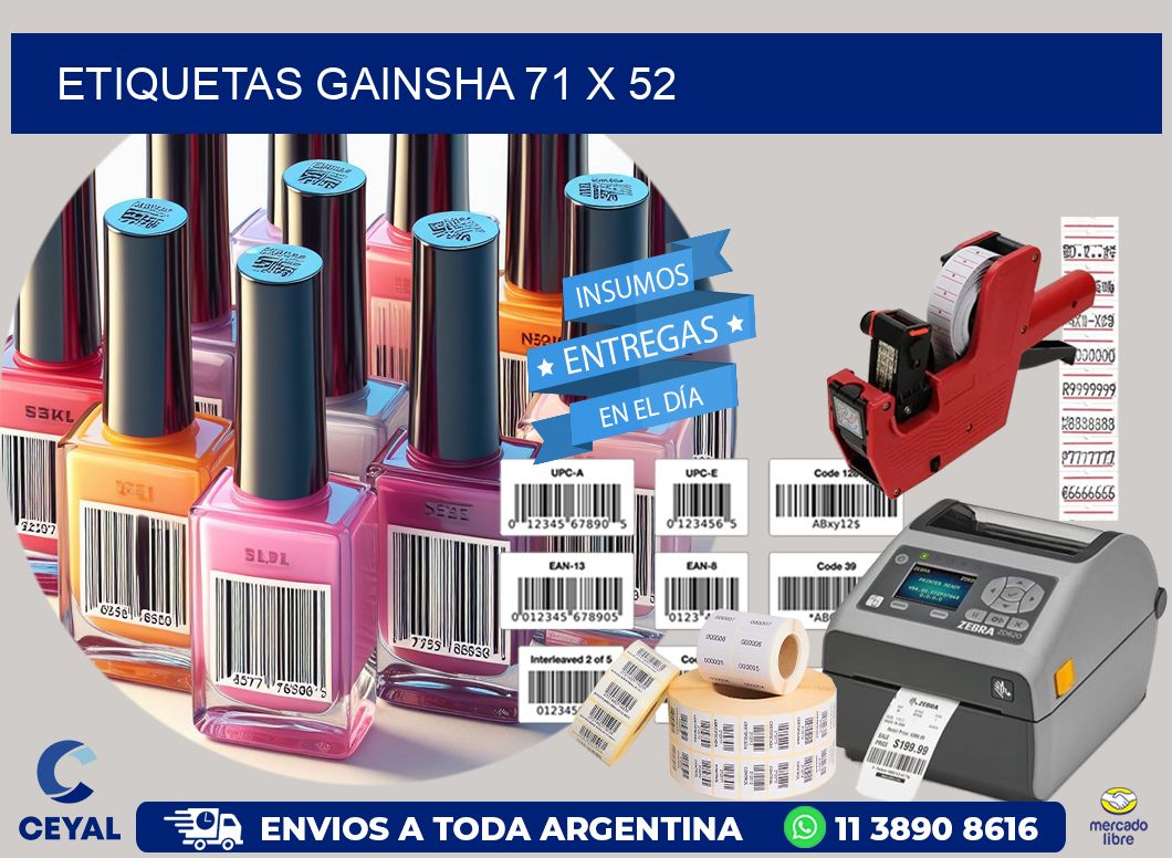 Etiquetas gainsha 71 x 52