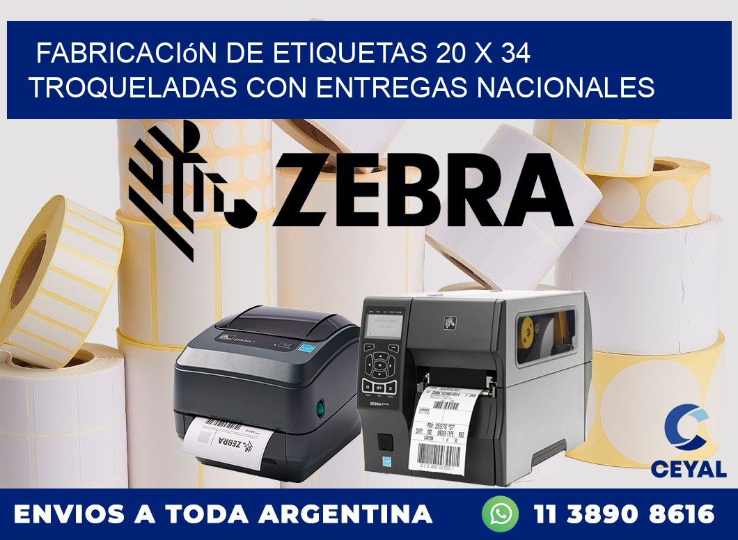 Fabricación de etiquetas 20 x 34 troqueladas con entregas nacionales