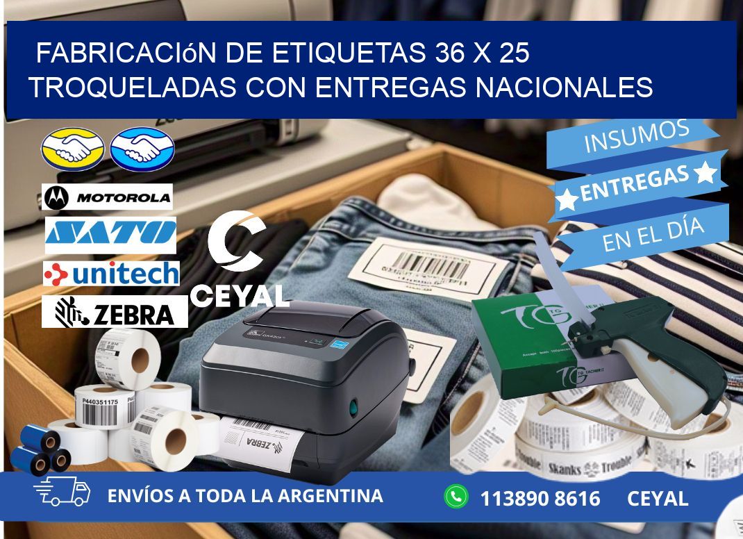 Fabricación de etiquetas 36 x 25 troqueladas con entregas nacionales