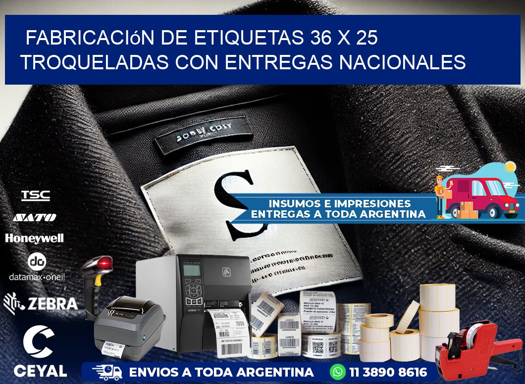 Fabricación de etiquetas 36 x 25 troqueladas con entregas nacionales