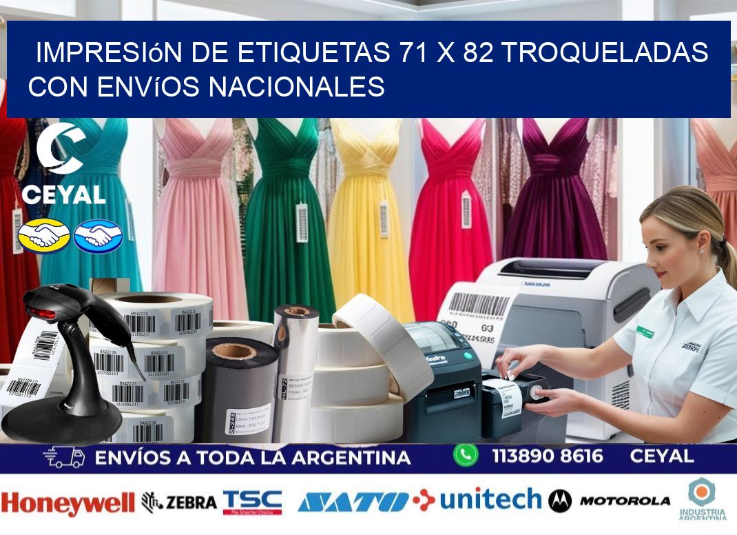 Impresión de etiquetas 71 x 82 troqueladas con envíos nacionales
