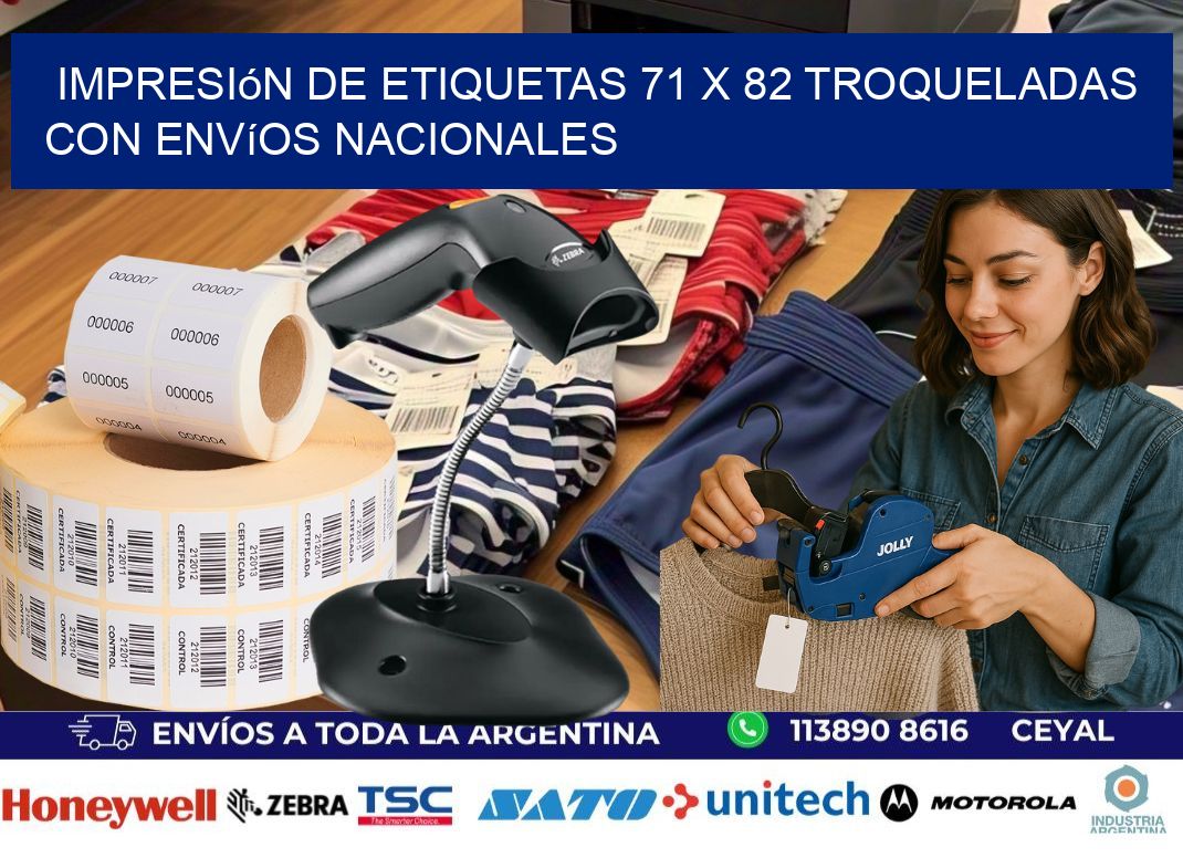 Impresión de etiquetas 71 x 82 troqueladas con envíos nacionales