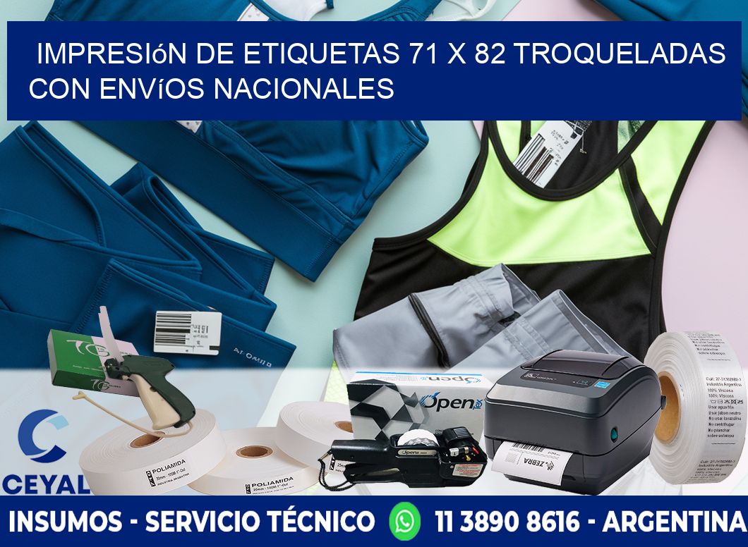 Impresión de etiquetas 71 x 82 troqueladas con envíos nacionales