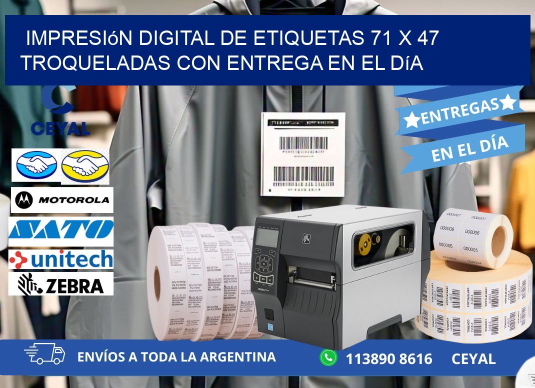 Impresión digital de etiquetas 71 x 47 troqueladas con entrega en el día